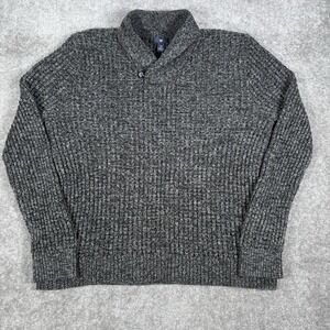 Gap Sweater Men's XL Gray Marbled‎ Shawl Collar Chunky Heavy Fisherman Outdoors